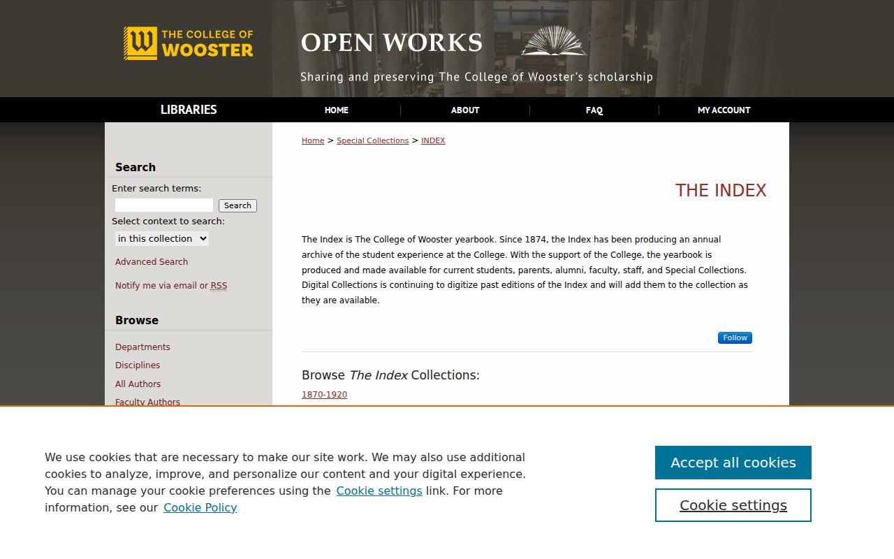 Wooster city directory College of Wooster Index collection