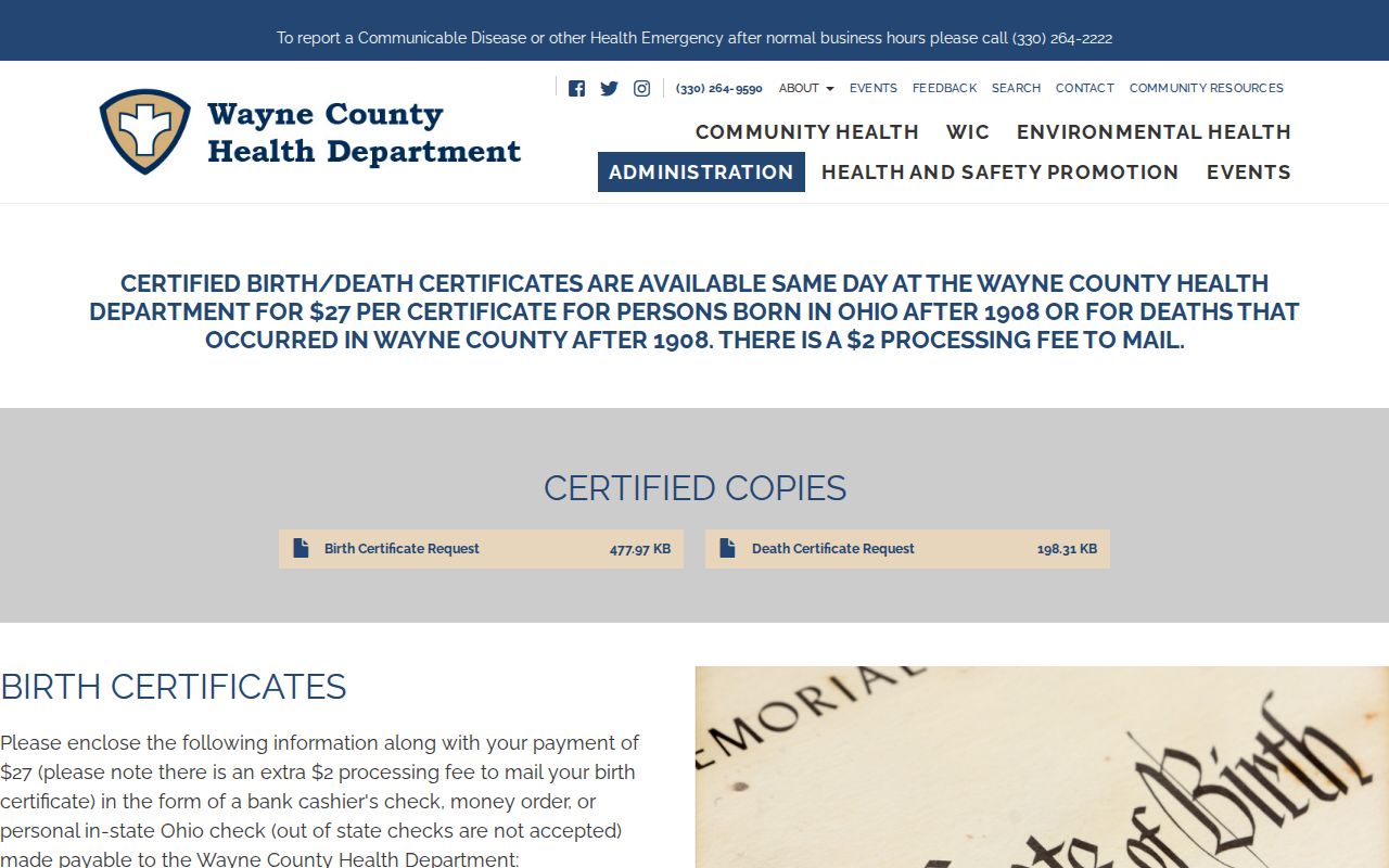 Wooster residents directory Wayne County vital records access
