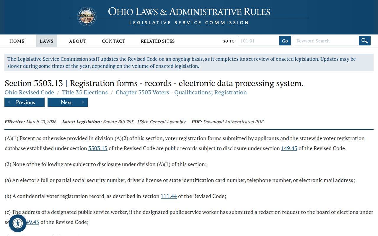 Wooster neighbors Ohio voter record privacy law