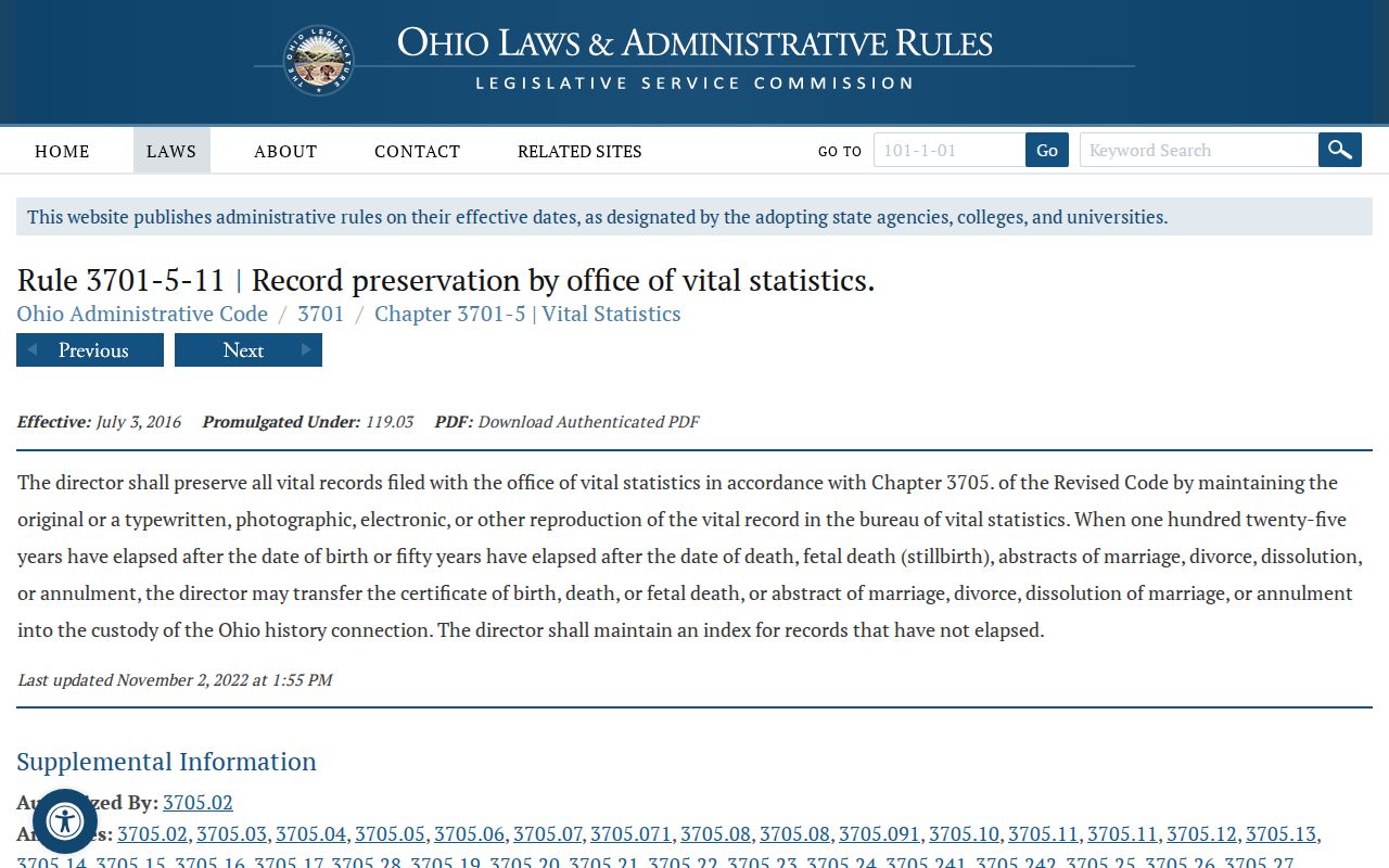 Wooster previous residents Ohio historical vital record transfer rule