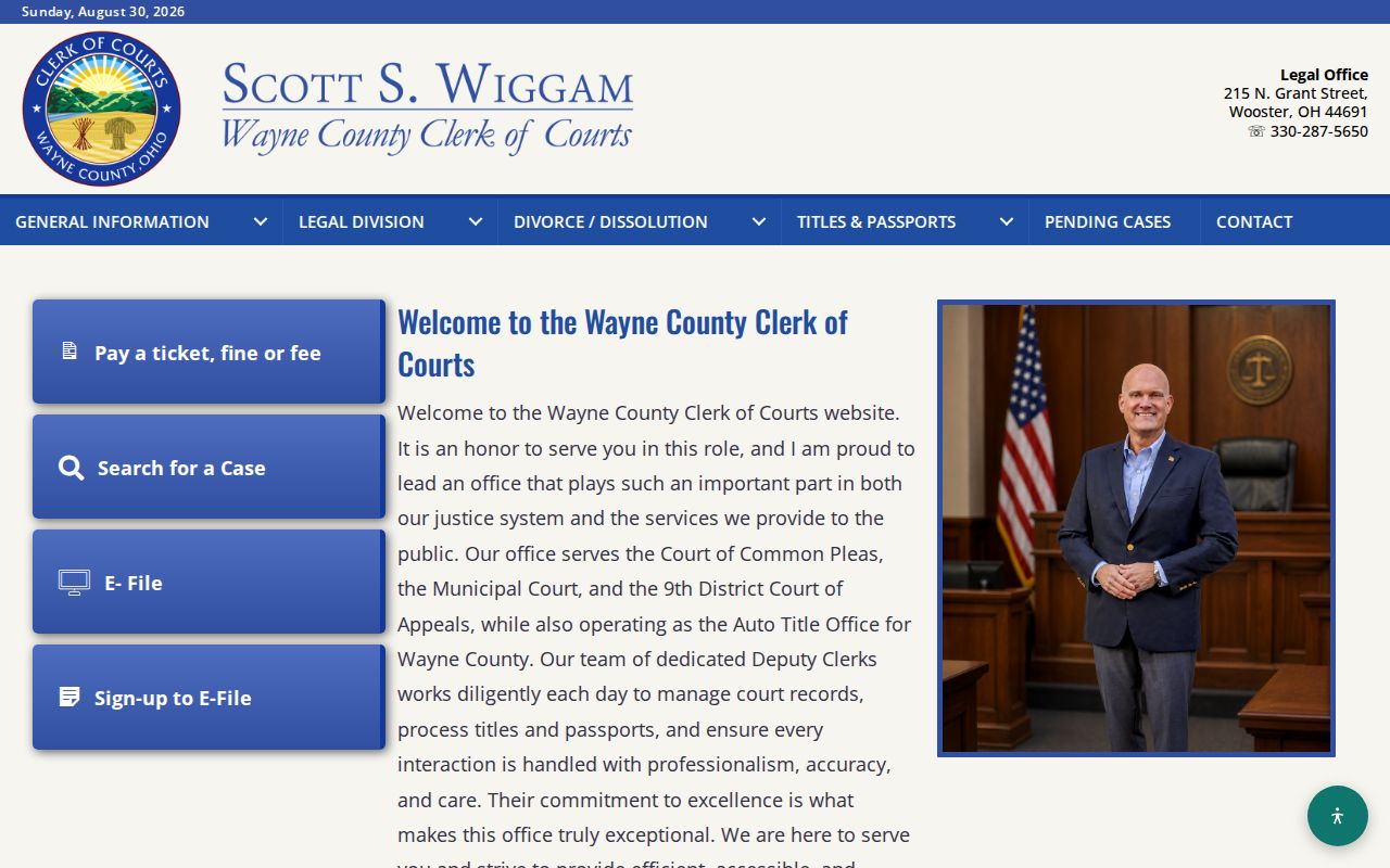 Wooster resident lookup Wayne County Clerk of Courts page